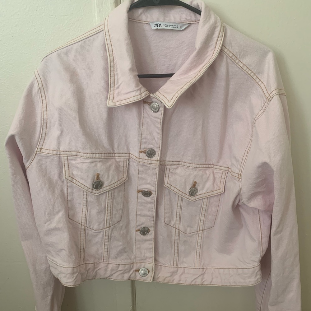 Zara cropped, light pink, jean jacket